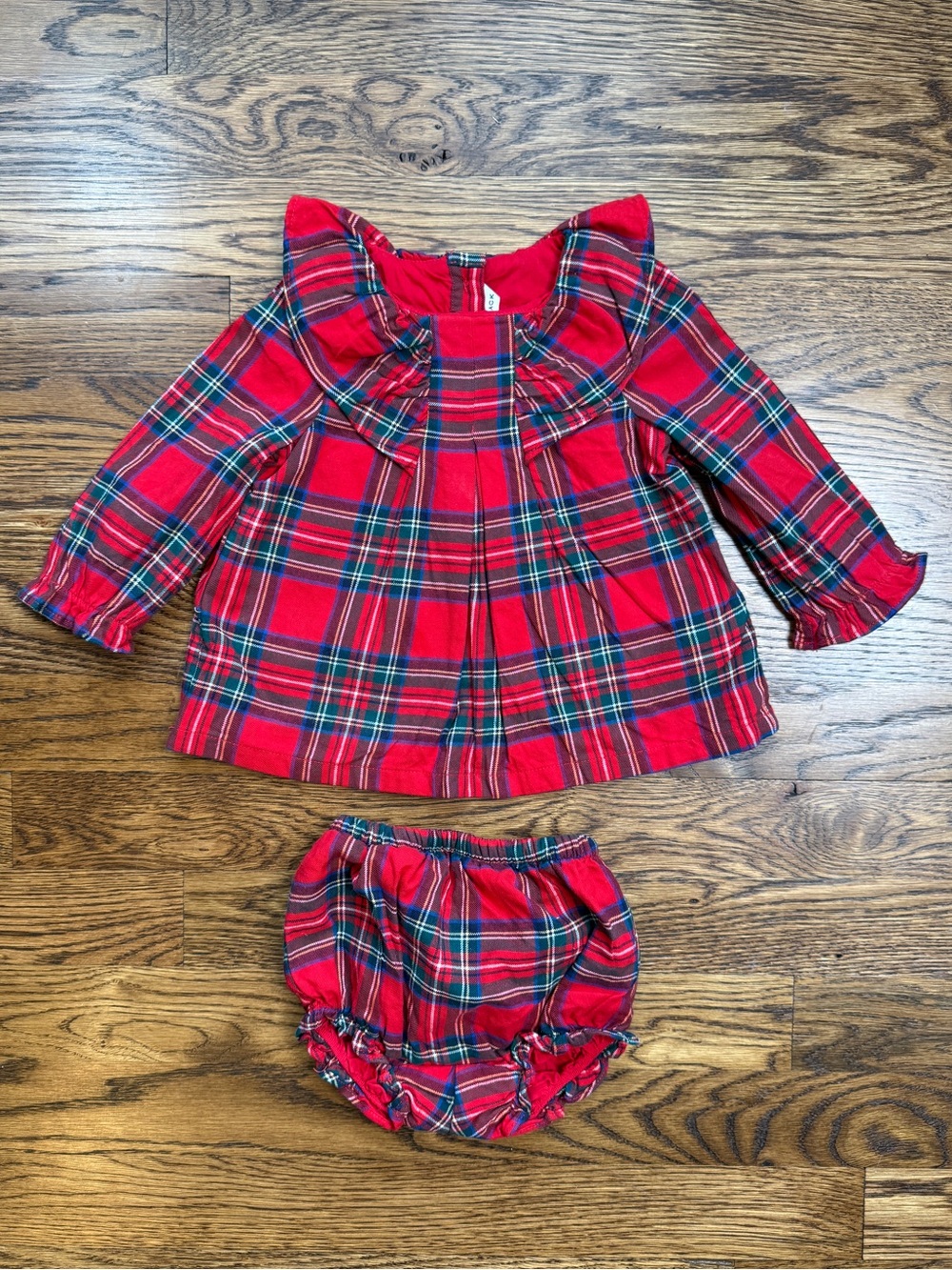 Janie and Jack Red Plaid Baby Red Tartan Plaid Holiday Dress w/Bloomers 3-6 Mths